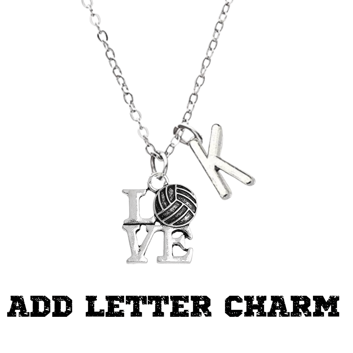 Volleyball Charm Necklace - Add Letter Charm
