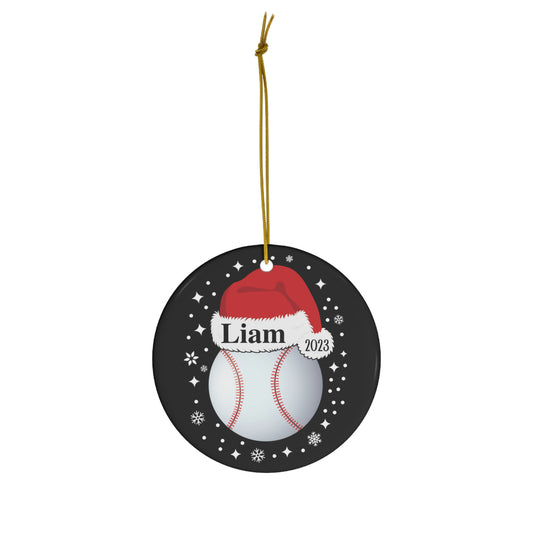 Baseball Ornament, Personalized Baseball Christmas Ornament, Ceramic Tree Ornament for Baseball Players