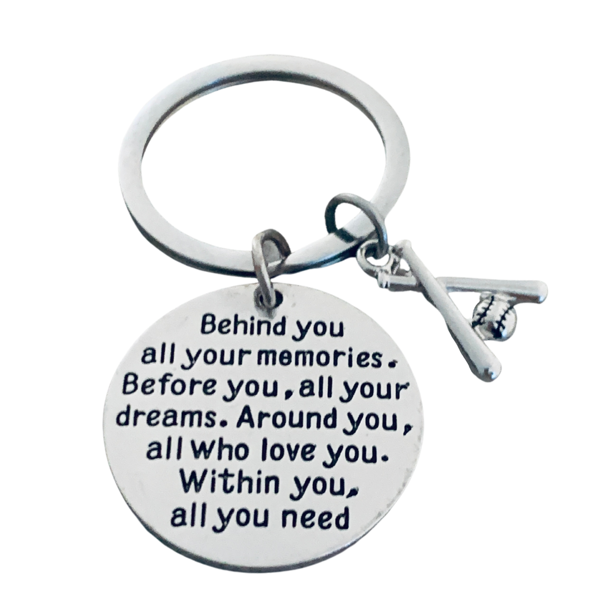 Softball Keychain - Behind You All Your Memories