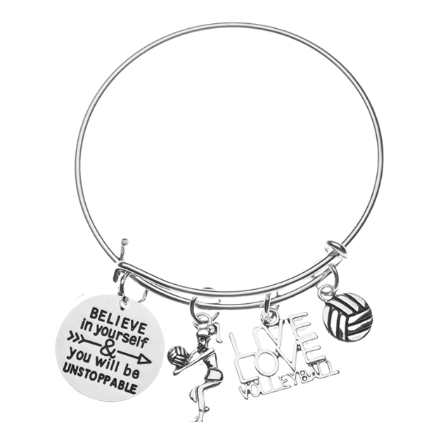 Volleyball Bangle Bracelet - Believe In Yourself