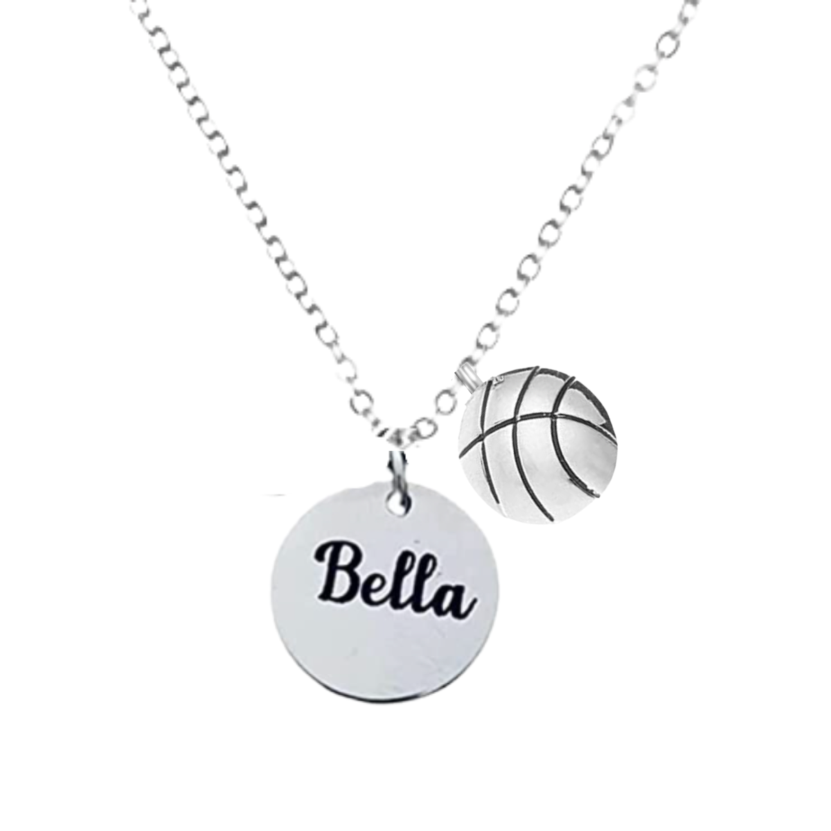 Engraved Basketball Name Necklace
