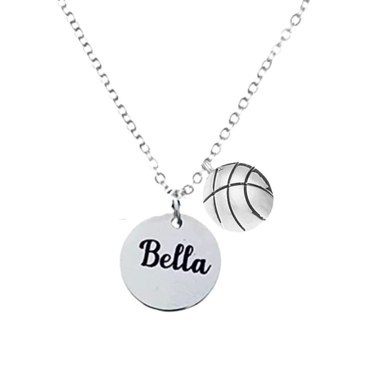Engraved Basketball Name Necklace