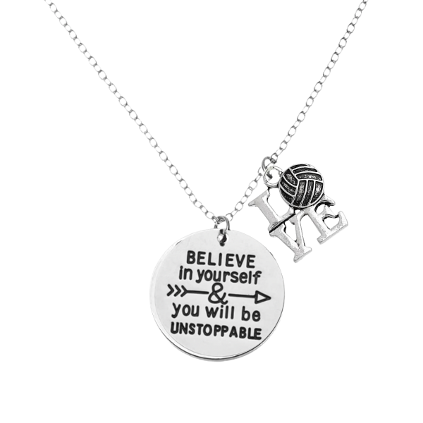 Volleyball Believe In Yourself Necklace - Pick Charm