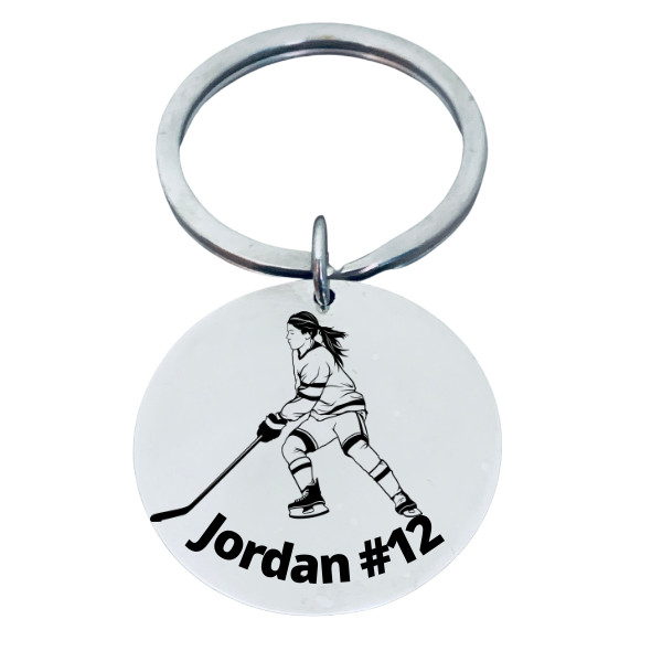 Girls Personalized Ice Hockey Keychain