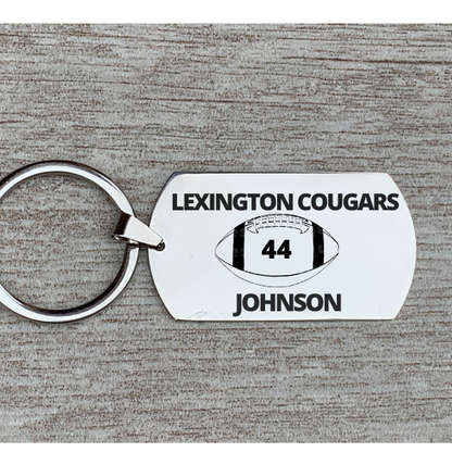 Personalized Engraved Football Keychain - Rectangle Shape