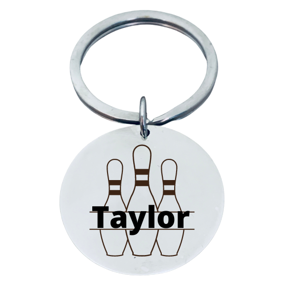 Personalized Engraved Bowling Keychain