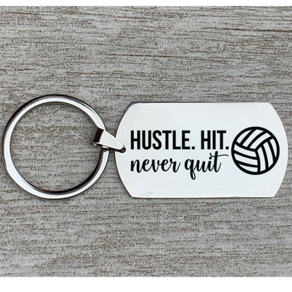 Volleyball Keychain - Hustle Hit Never Quit