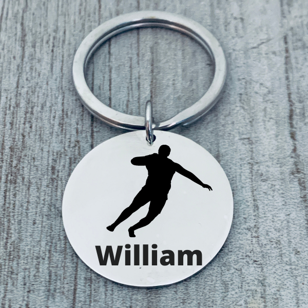 Personalized Track And Field Shot Put Keychain - Round