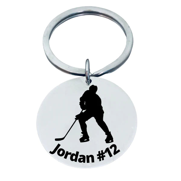 Boys Personalized Ice Hockey Keychain