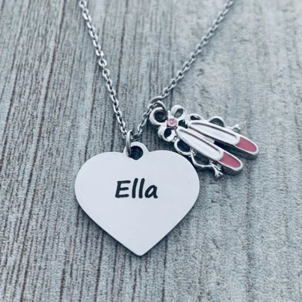 Personalized Engraved Ballet Necklace - Choose Charms
