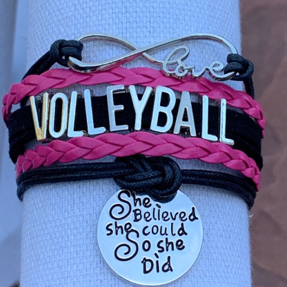 Volleyball She Believed She Could  Bracelet - Pick Your Team Colors