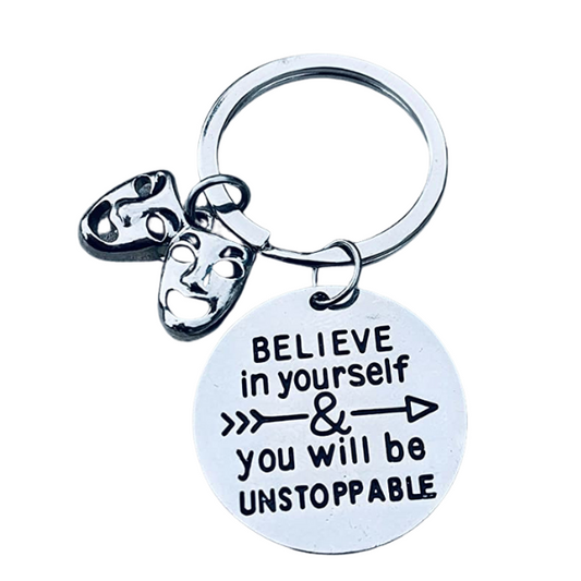 Theater Keychain- Drama Mask Believe in Yourself
