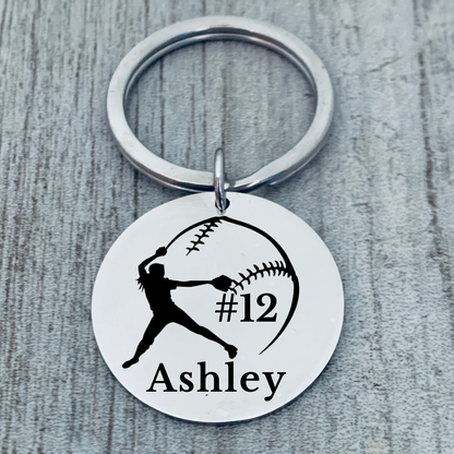 Personalized Softball Catcher Keychain