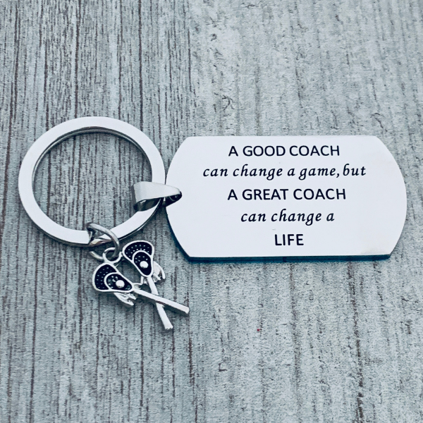 Lacrosse Coach Keychain, A Good Coach Can Change a Game But a Great Coach Can Change a Life