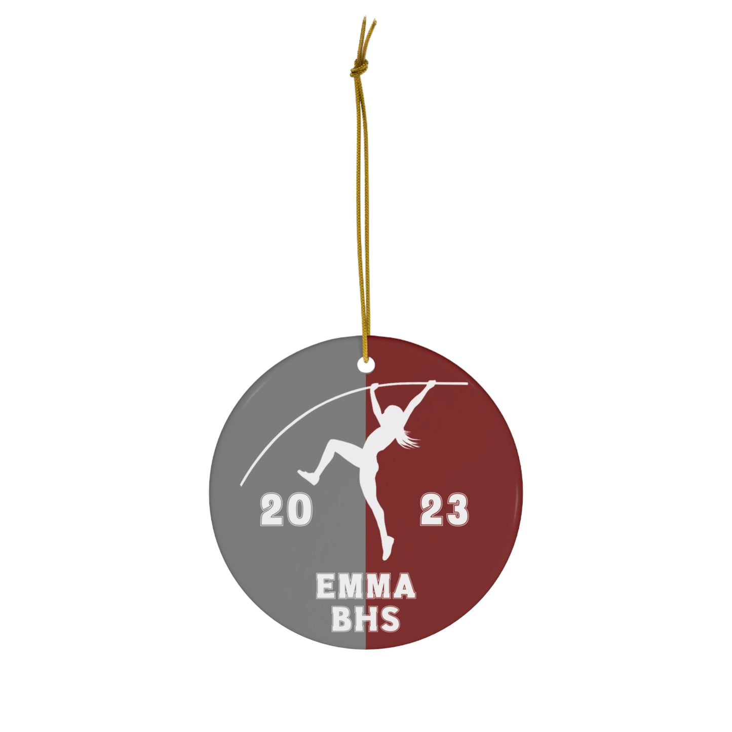 Pole Vault Ornament, 2023 Personalized Girls Track and Field Christmas Ornament, Ceramic Tree Ornament