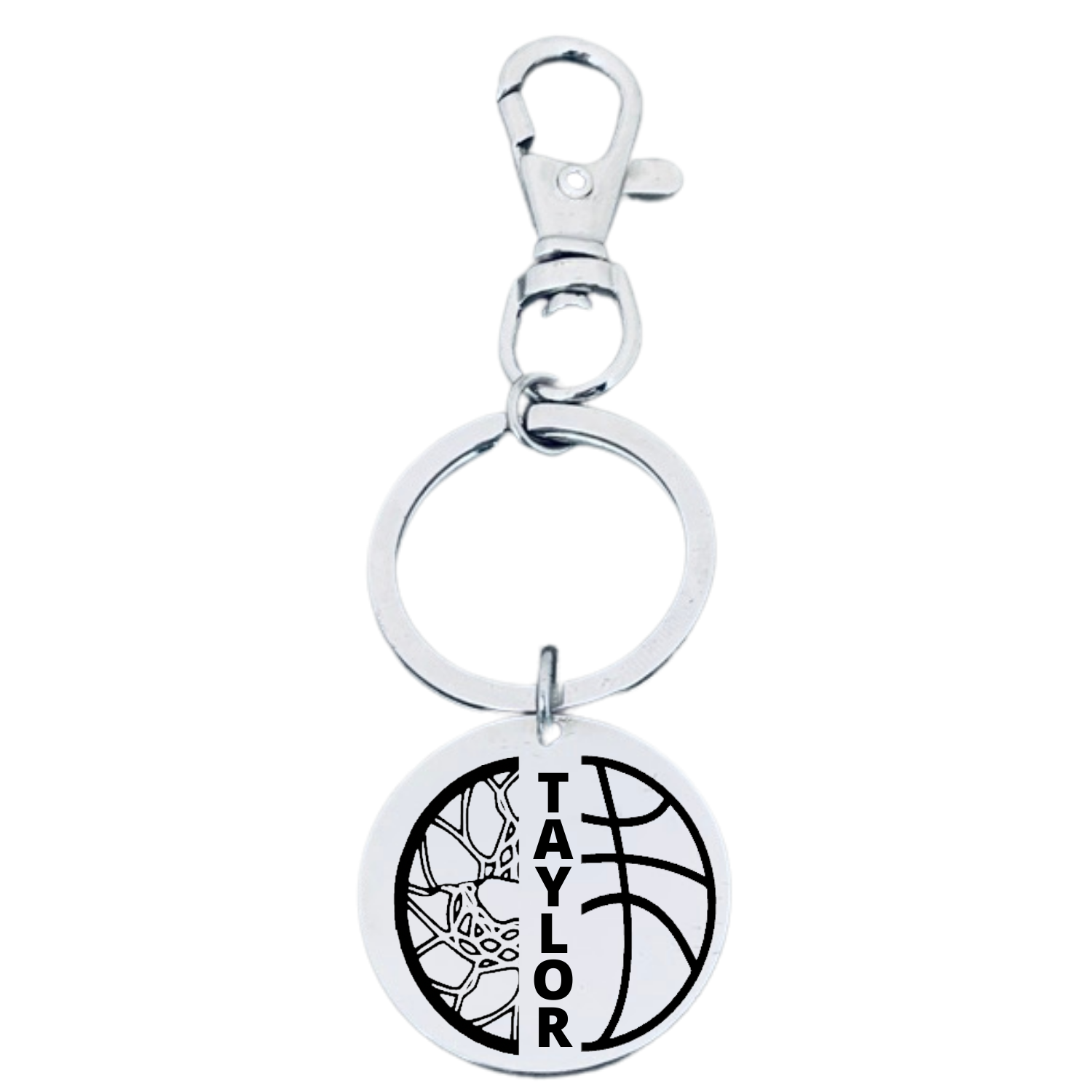 Personalized Engraved Basketball Zipperpull Keychain