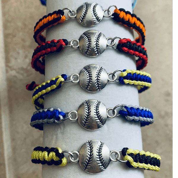 Multi Colored Baseball Rope Bracelet - Pick Colors
