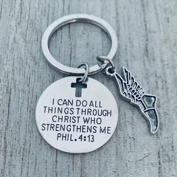 Track and Field Keychain - I Can Do All Things Through Christ Who Strengthens Me