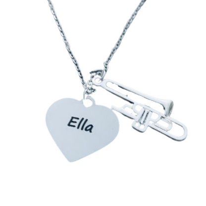Personalized Engraved Trumpet Necklace