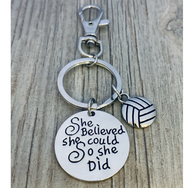 Volleyball Zipper Pull Keychain - She Believed She Could So She Did