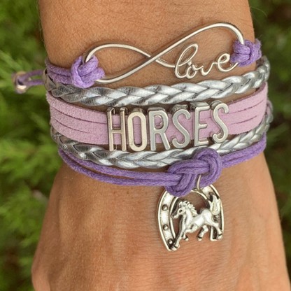 Purple Horse Infinity Bracelet -Pick Charm