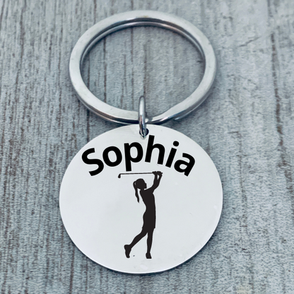 Girls Personalized Golf Keychain