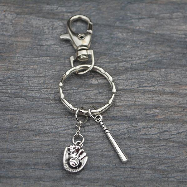 Softball Bat & Glove Zipper Pull Keychain - Sportybella