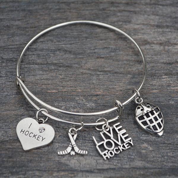 Girls Ice Hockey Goalie Bangle Bracelet - Sportybella