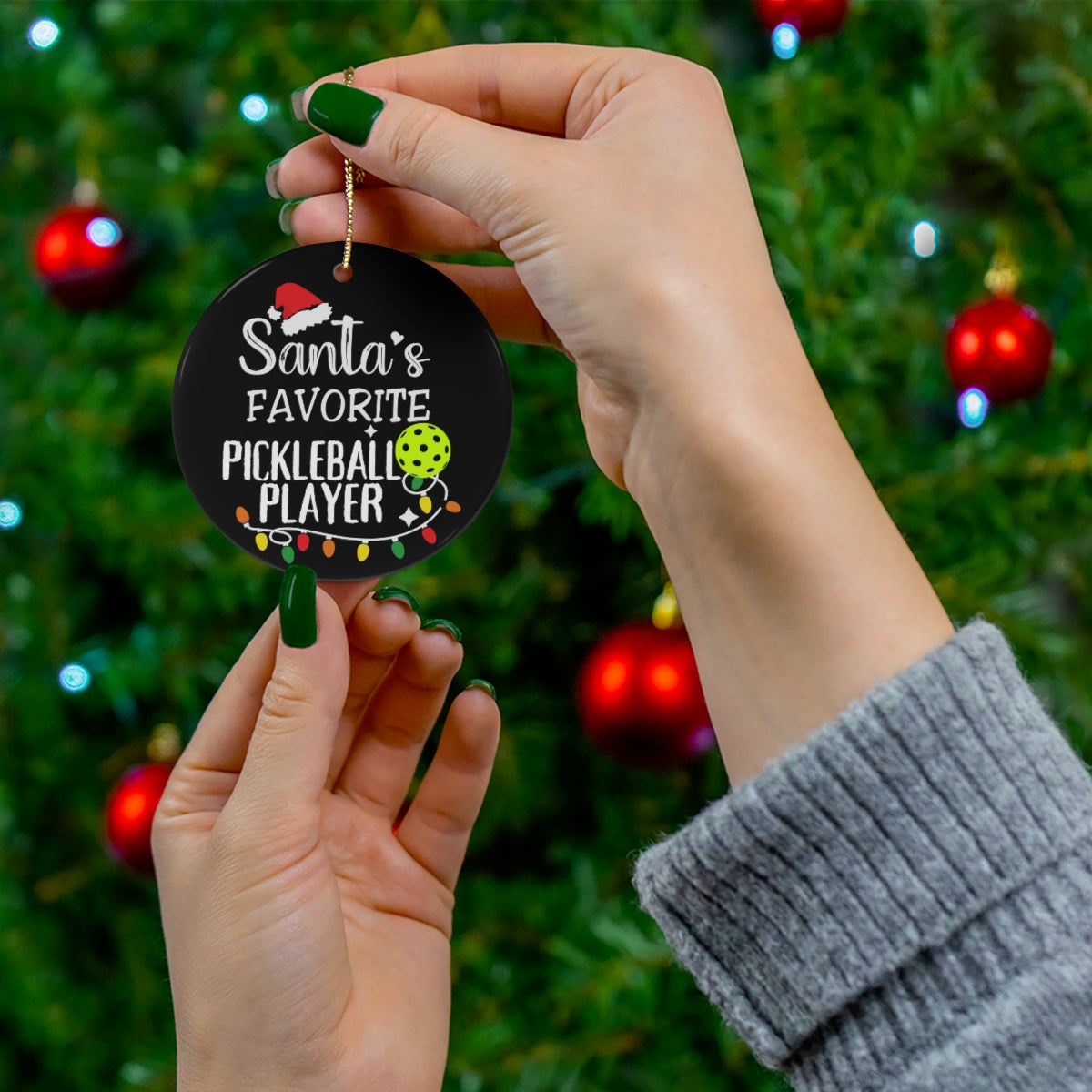 Pickleball Ornament, Santa's Favorite Pickleball Player Ceramic Ornament