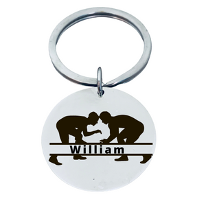 Personalized Engraved Wrestling Keychain
