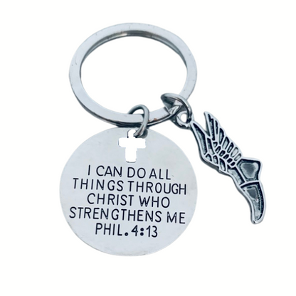 Track and Field Keychain - I Can Do All Things Through Christ Who Strengthens Me