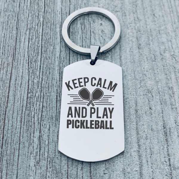 Pickleball Keep Calm Keychain