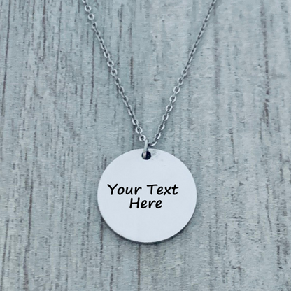 Engraved Round Stainless Steel Necklace