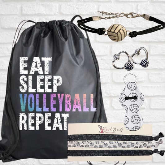 Volleyball Sportybag - Eat Sleep Volleyball Repeat Nylon Drawstring Bag