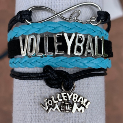 Girls Volleyball Blue and Black Infinity Bracelet mom