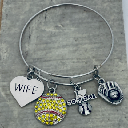 Softball Charm Bracelet - Pick Charm