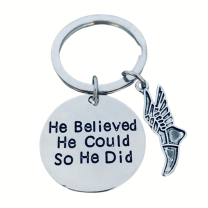 Track and Field Keychain- He Believed He Could So He Did