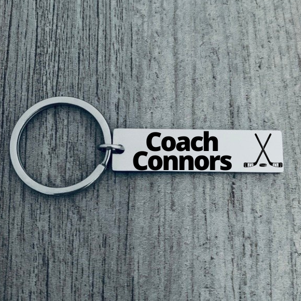 Personalized Engraved Ice Hockey Coach Keychain