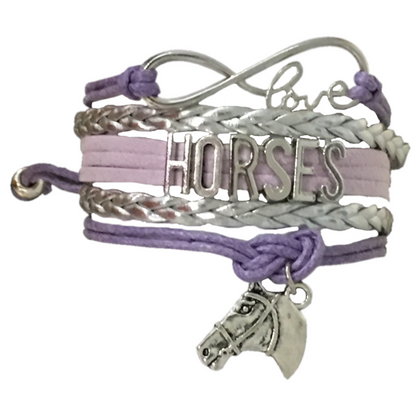Horse Infinity Charm Bracelet - Purple - Sportybella