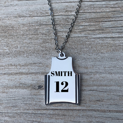 Engraved Basketball Jersey Necklace
