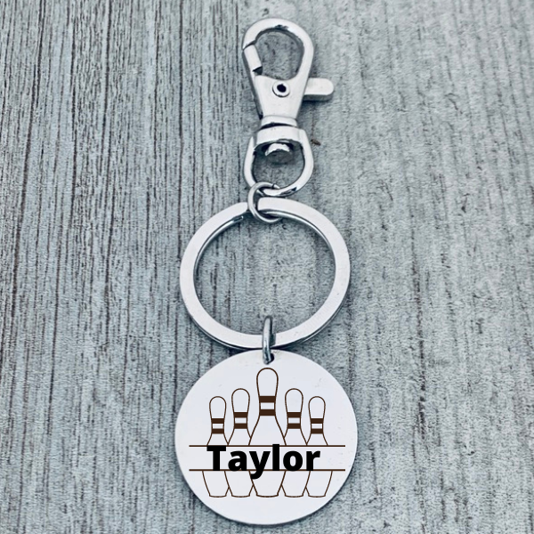 Personalized Bowling Zipper pull Keychain