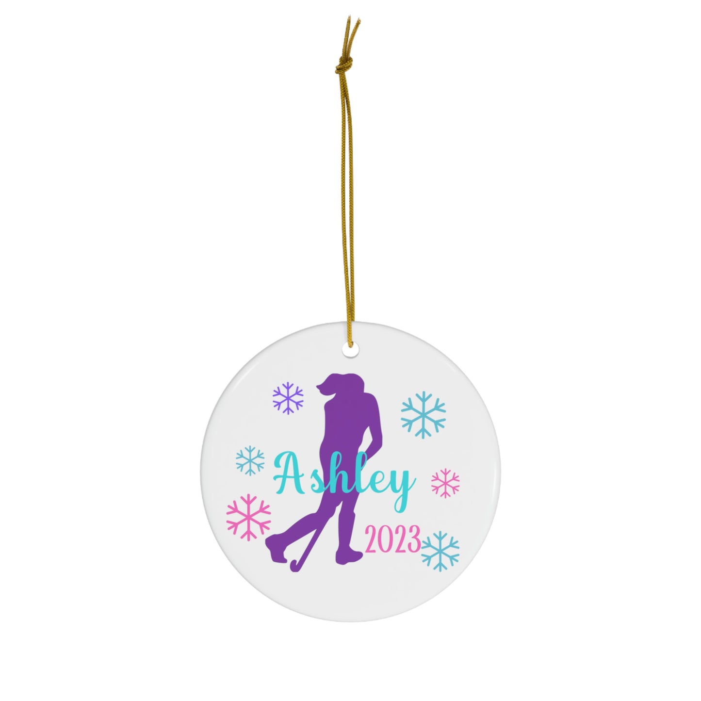 Field Hockey Ornament, Personalized Field Hockey Christmas Ornament, 2023 Ceramic Tree Ornament for Women, Gift for Mom, Wife, Grandma