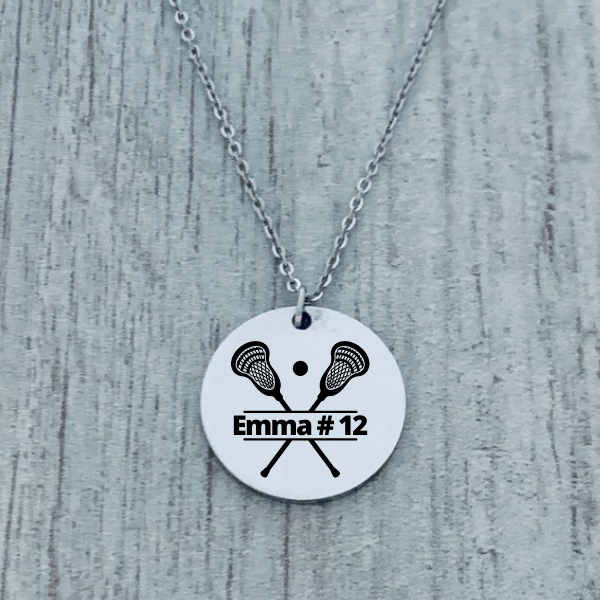 Engraved Lacrosse Charm Necklace for girls