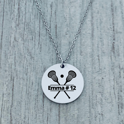 Engraved Lacrosse Charm Necklace for girls