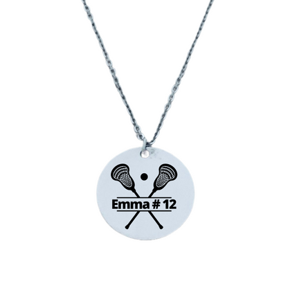 girls Engraved Lacrosse Charm Necklace