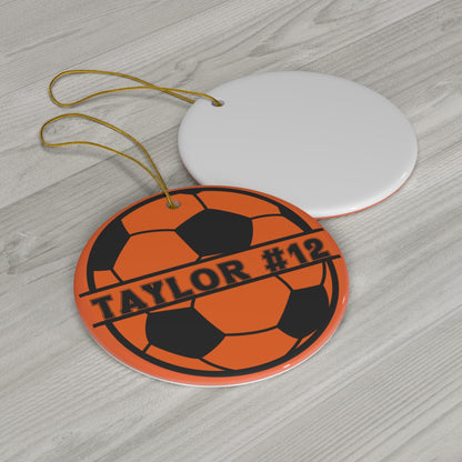 Soccer Ornament, Personalized Soccer Christmas Ornament, Ceramic Tree Ornament for Soccer Players