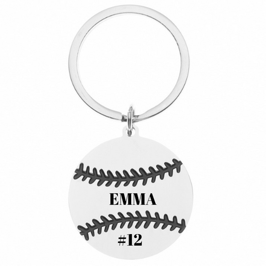 Personalized Engraved Softball Keychain