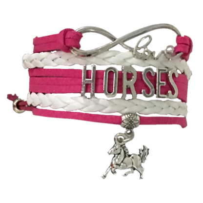 Horse Infinity Charm Bracelet - Pink - Sportybella