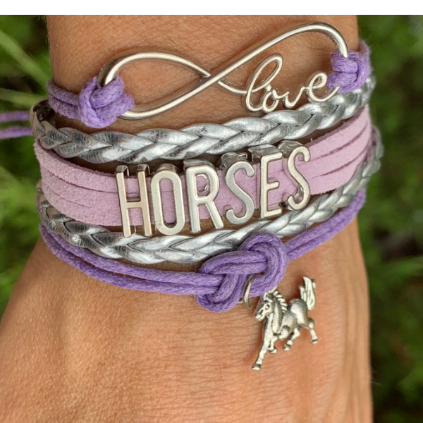 Purple Horse Infinity Bracelet -Pick Charm