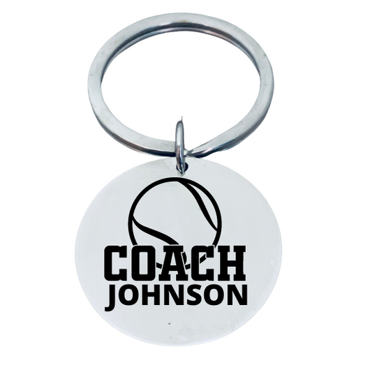 Personalized Engraved Tennis Coach Keychain